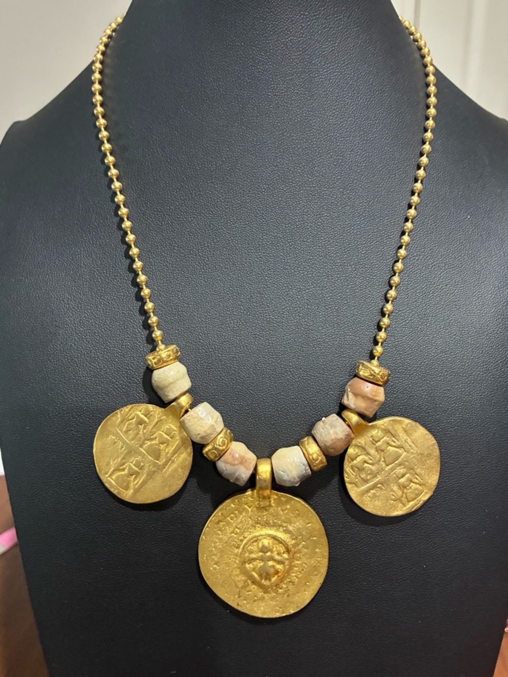 Vintage Chico’s gold coin beaded necklace